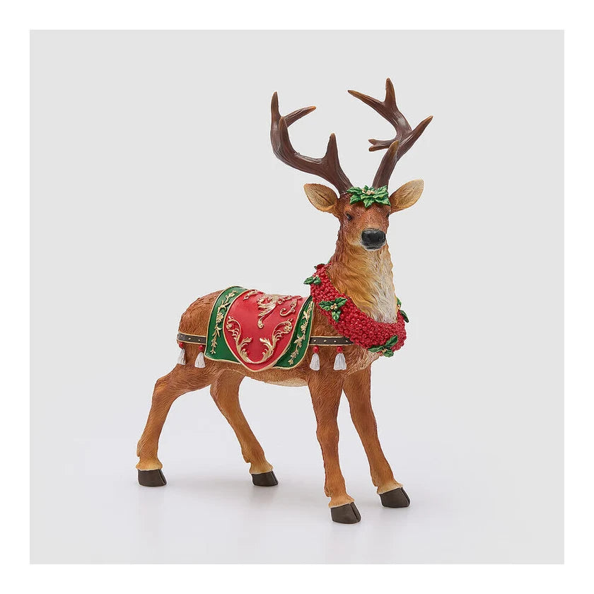 Decoro renna con ghirlanda poliresina H 44 cm EDG (sconto del 30% in prevendita)
