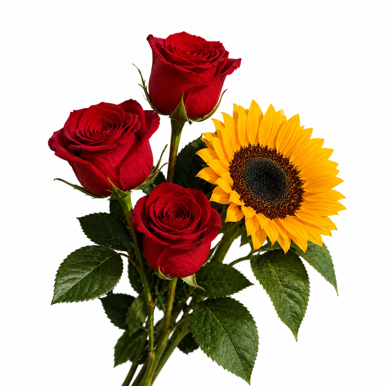 Rosa e girasole confezionato