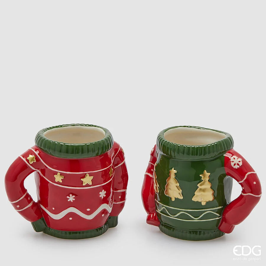 Coppia tazze maglione Natale H 12 Cm EDG (sconto del 30% in prevendita)