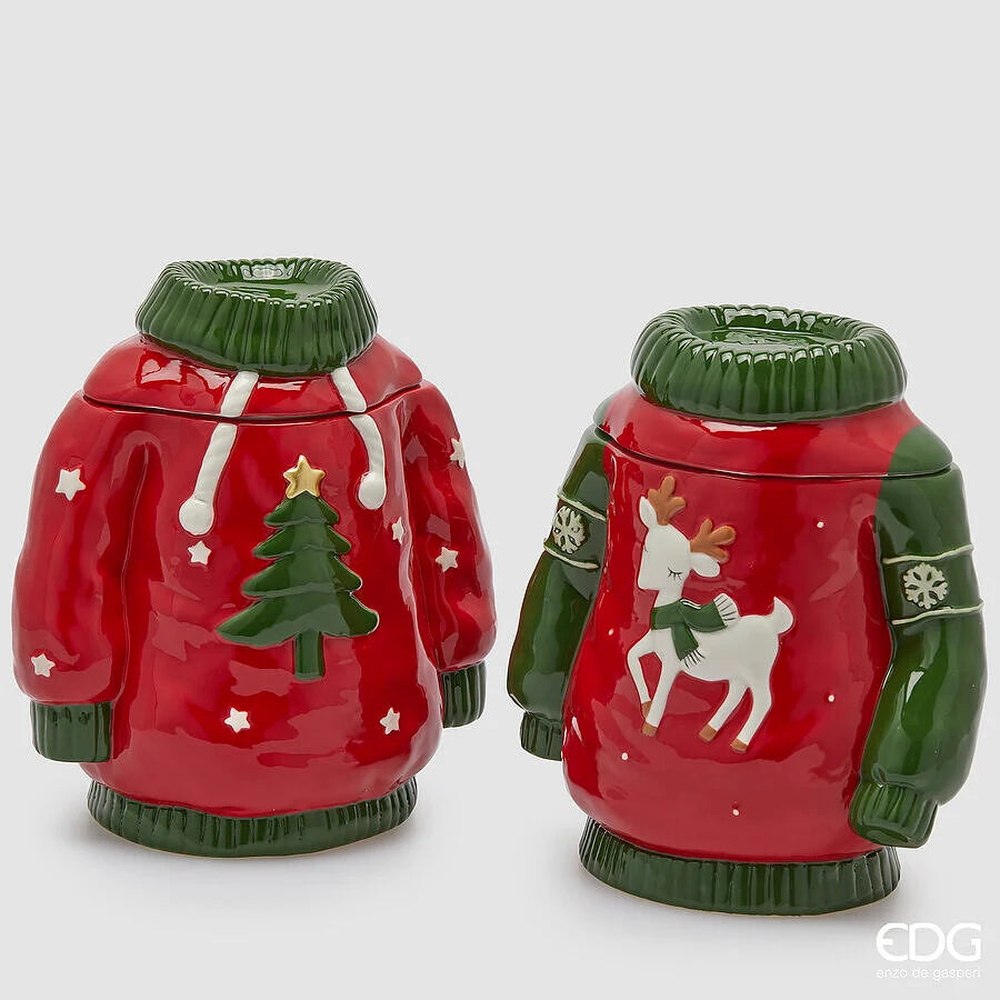 Coppia contenitori maglione Natale H 23,5 cm EDG (sconto del 30% in prevendita)