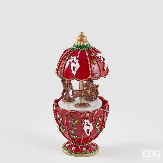 Carillon carosello cavalli decorazione natalizia H 18 cm EDG (sconto del 30% in prevendita)